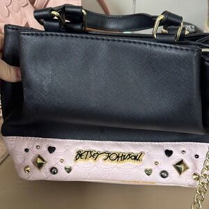 Betsey Johnson Black and Light Pink Satchel